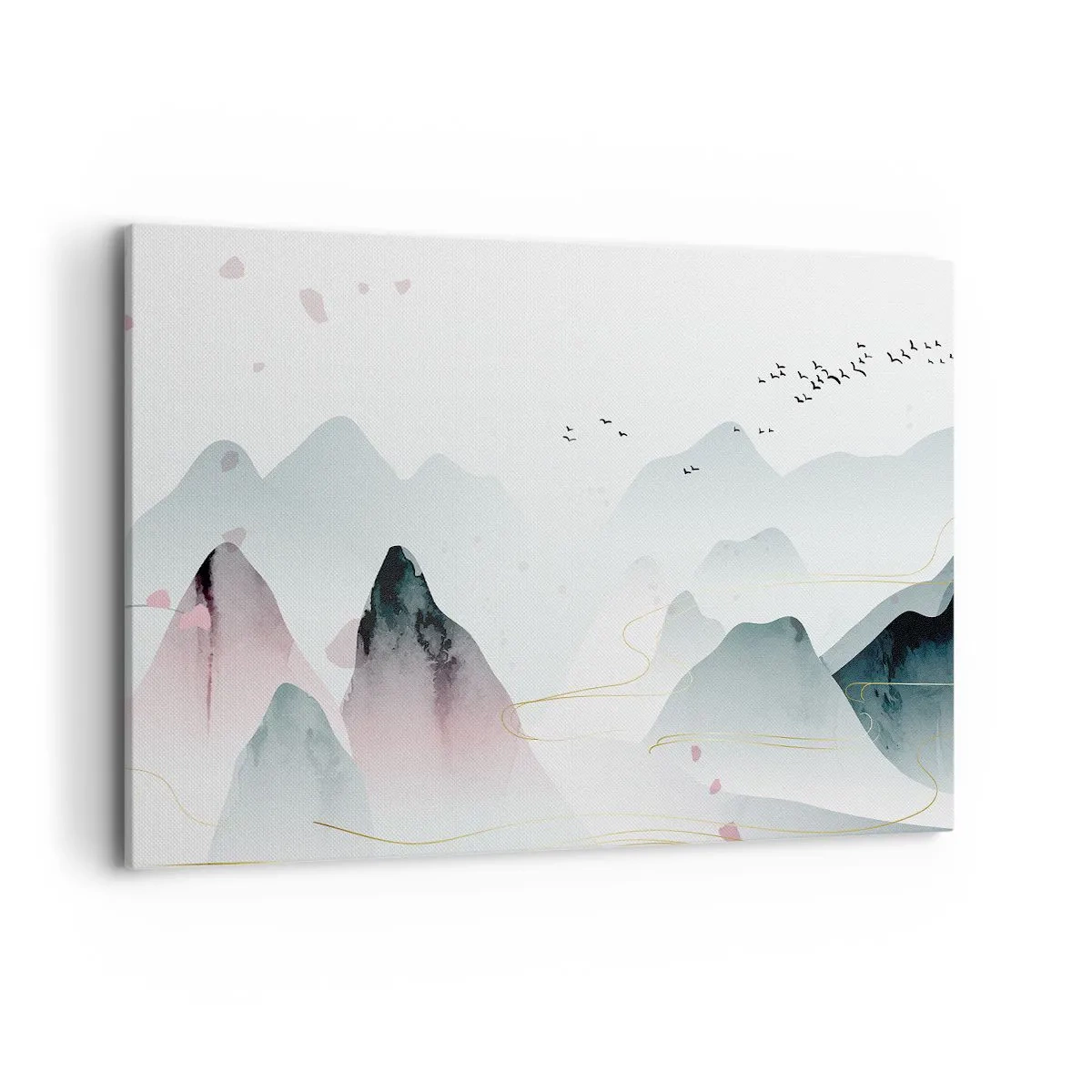 Obraz na płótnie - Abstrakcyjne góry w pastelowych odcieniach - 120x80cm - Ponad szczytami - Nowoczesna dekoracja ścienna do salonu, kuchni i sypialni ARTTOR