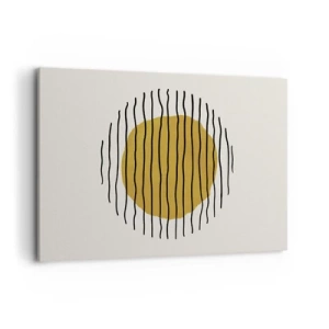 Obraz na płótnie - Minimalistyczny motyw z żółtym kołem i czarnymi liniami - 120x80cm - Abstrakcja drżąca od żaru - Nowoczesna dekoracja ścienna do salonu, kuchni i sypialni ARTTOR