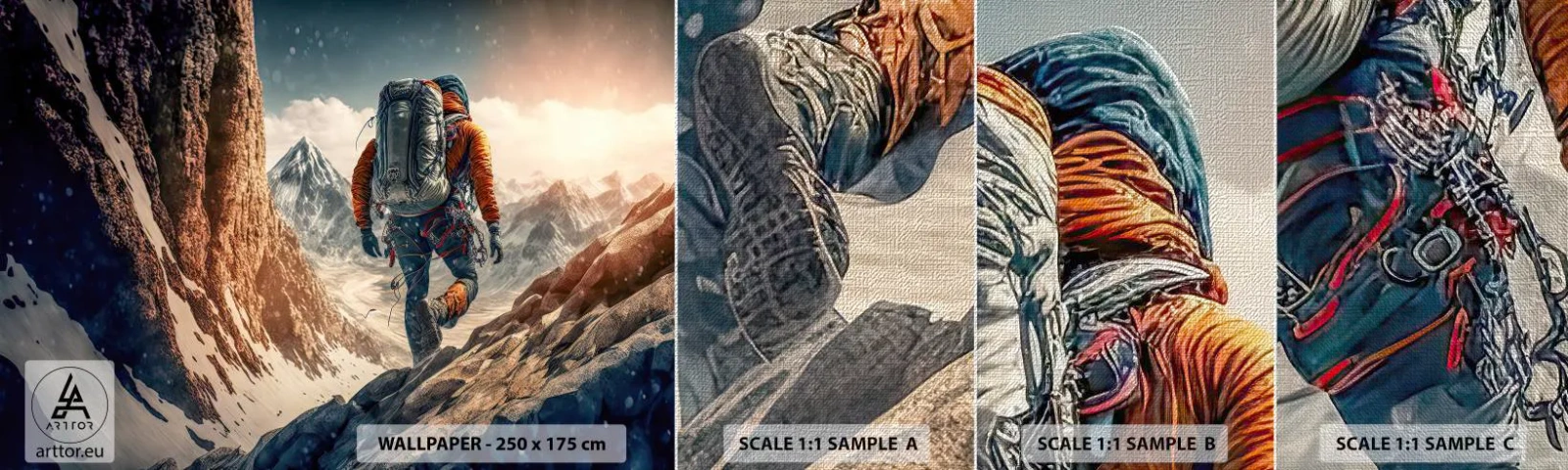 Fototapeta Próbka Premium Canvas - Samotny wojownik - Alpy, Wspinaczka, Góry - 100x30 cm