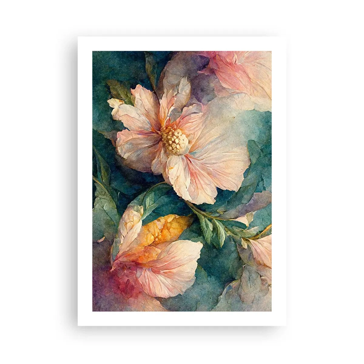 Plakat - Delikatne kwiaty w akwarelowym stylu - 50x70cm - Sama subtelność - Nowoczesna dekoracja ścienna do salonu, kuchni i sypialni ARTTOR