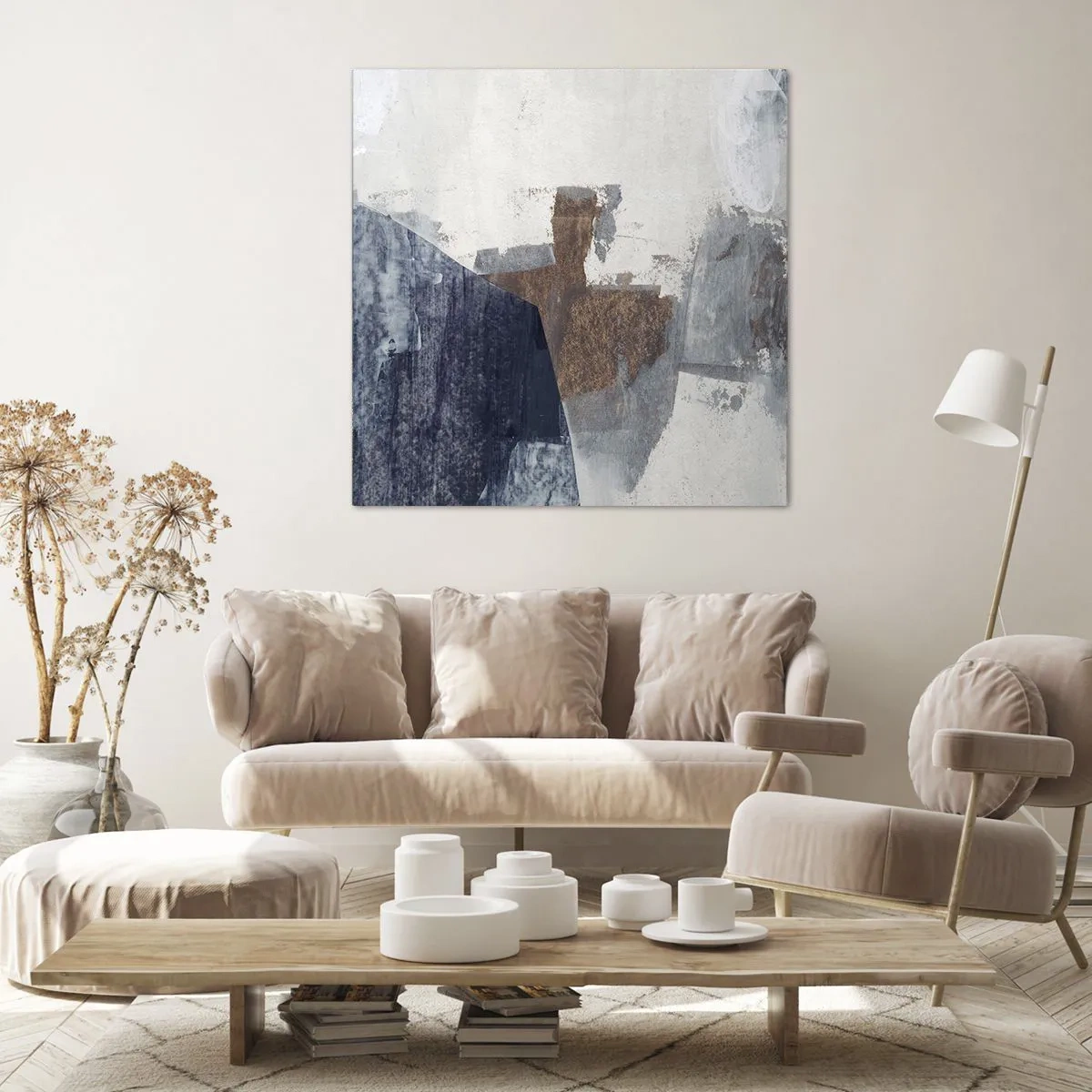 Obraz na płótnie - Błękitno-brunatne kształty - 50x50 cm