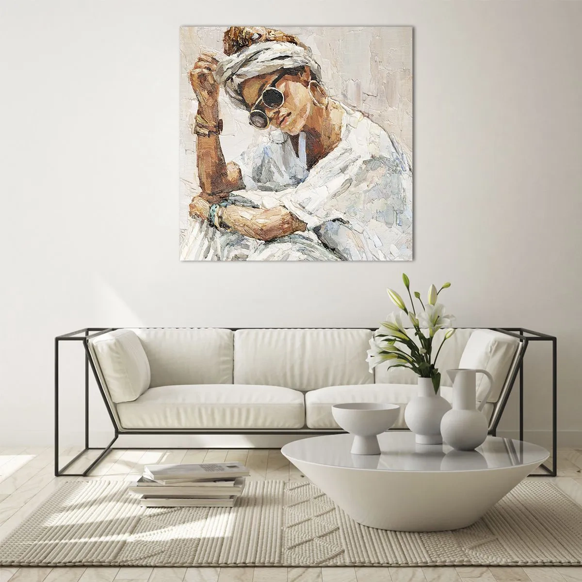 Obraz na szkle - Portret w pełnym słońcu - 70x70 cm