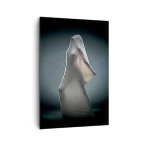 Obraz na płótnie - Postać w białej tkaninie na ciemnym tle - 70x100cm - Ukryte pragnienia - Nowoczesna dekoracja ścienna do salonu i sypialni ARTTOR