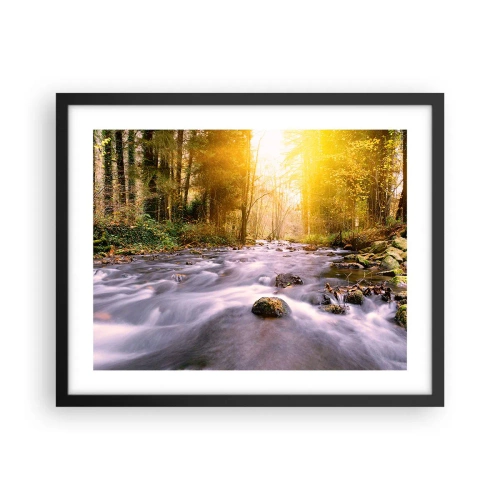 Plakat w czarnej ramie - Malachit w srebrno-złotej oprawie - 50x40 cm