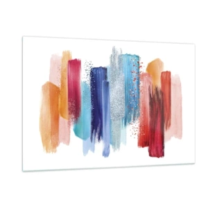 Obraz na szkle - Abstrakcyjna kompozycja kolorowych pociągnięć pędzla - 120x80cm - W górę i w dół  - Nowoczesna dekoracja ścienna do salonu, kuchni i sypialni ARTTOR