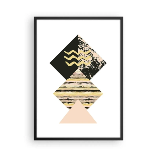 Plakat w czarnej ramie - Abstrakcyjna kompozycja geometryczna w delikatnych kolorach - 50x70cm - Nie takie proste - Nowoczesna dekoracja ścienna do salonu i sypialni ARTTOR