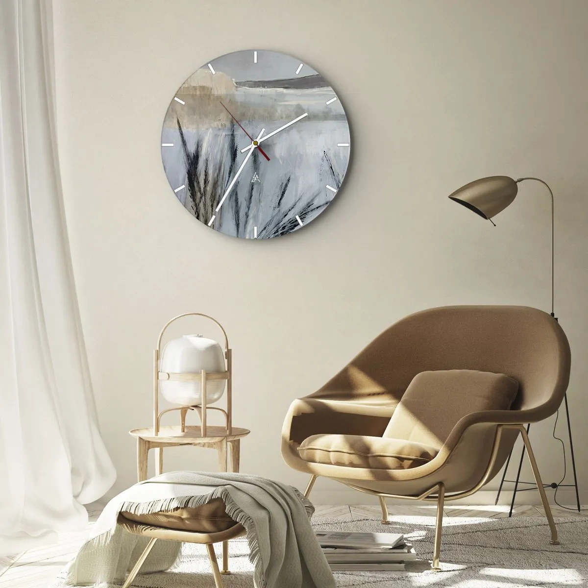 Zegar ścienny - Zimowe pola - 40x40 cm