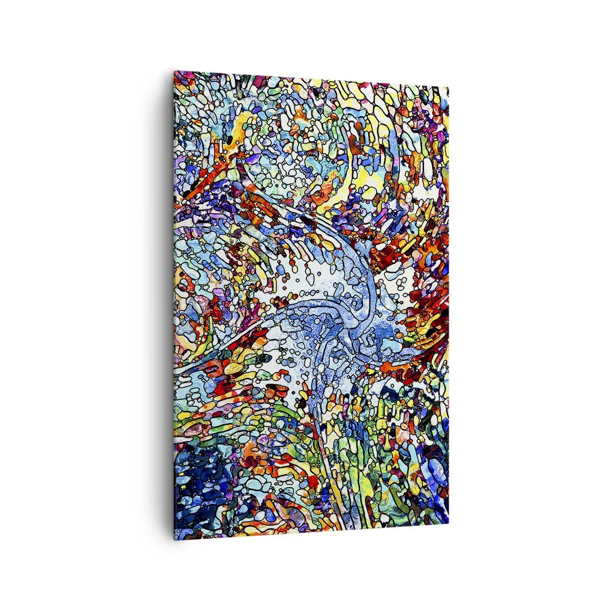 Obraz na płótnie - Kolorowy abstrakcyjny wzór inspirowany naturą - 80x120cm - Witraż kroplisty - Nowoczesna dekoracja ścienna do salonu i sypialni ARTTOR