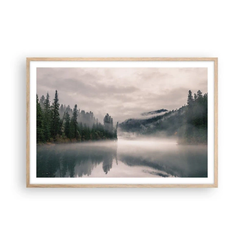 Plakat w ramie jasny dąb - W zadumie, we mgle - 91x61 cm