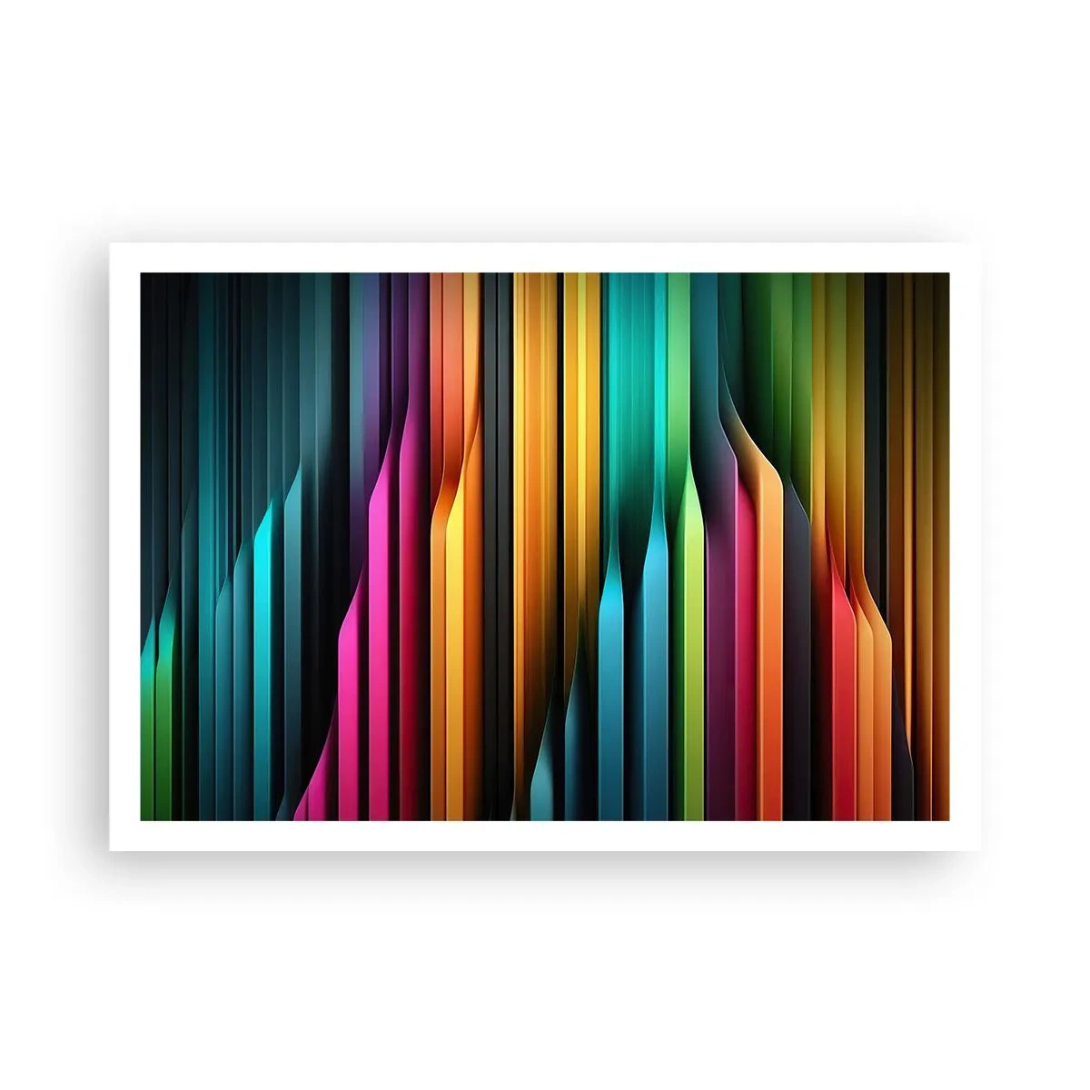 Plakat - Kolorowe pionowe linie tworzące dynamiczną abstrakcję - 100x70cm - Świetlne organy - Nowoczesna dekoracja ścienna do salonu i sypialni ARTTOR