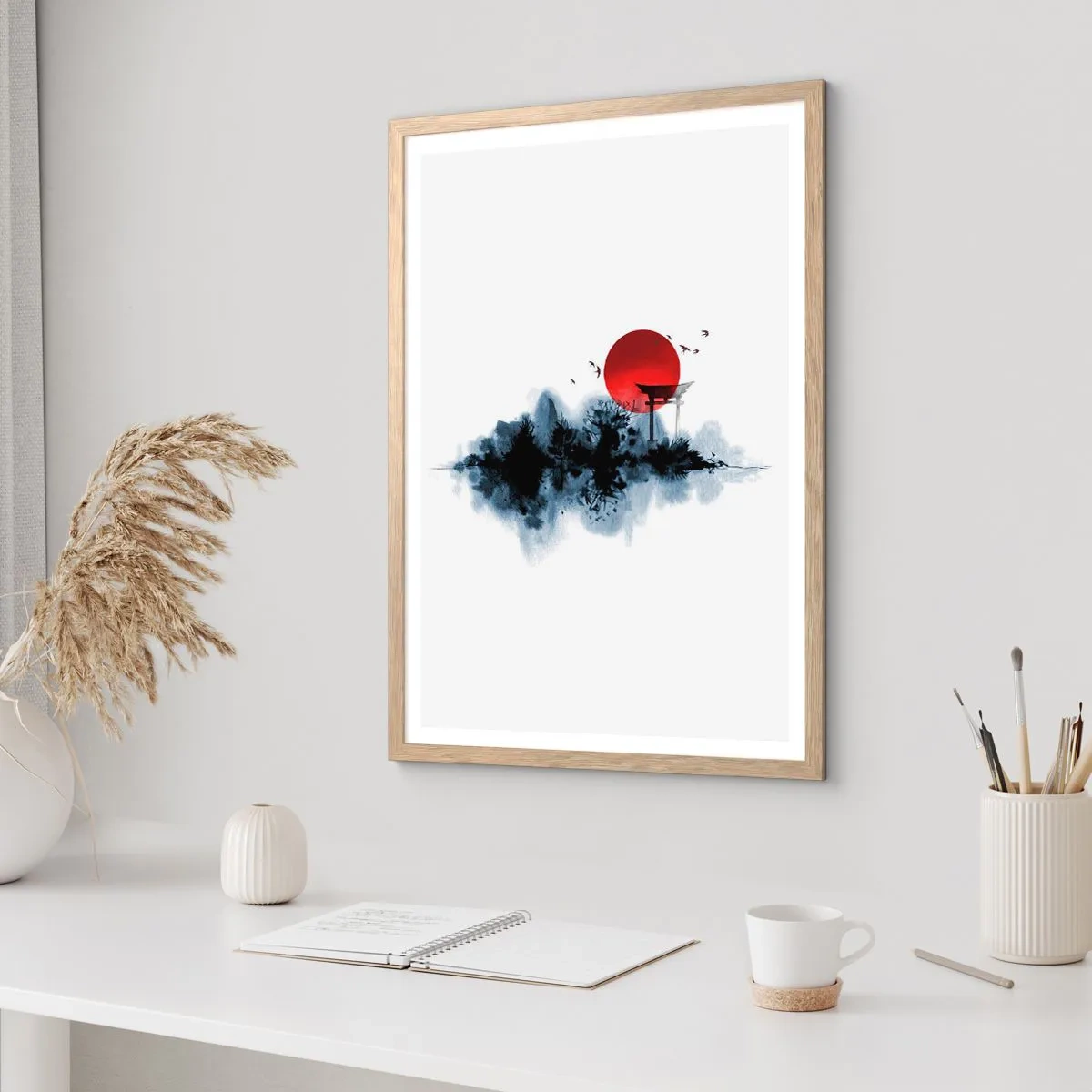 Plakat w ramie jasny dąb - Japoński widok - 70x100 cm