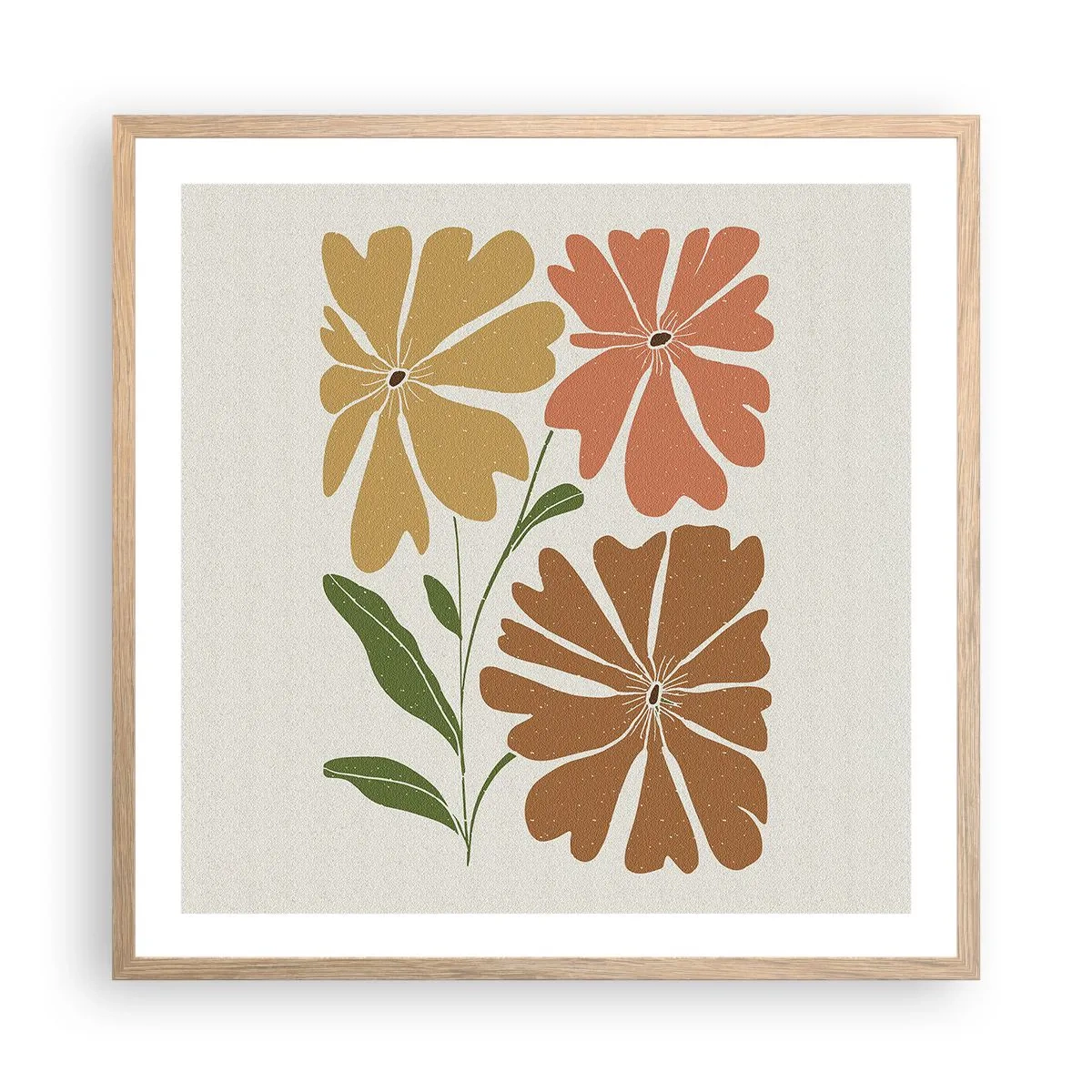 Plakat w ramie jasny dąb - Natura i geometria - 60x60 cm