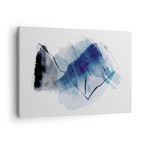 Obraz na płótnie - Abstrakcyjne formy w odcieniach niebieskiego z delikatnymi liniami - 70x50cm - Lodowa góra - Nowoczesna dekoracja ścienna do salonu i sypialni ARTTOR