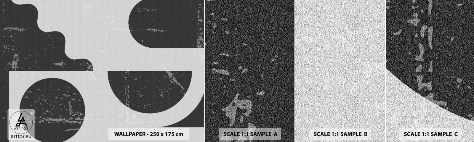 Fototapeta Próbka Standard Eco - Kompozycja ponad i pod - Abstrakcja, Czarno-Biały, Postarzany - 100x30 cm