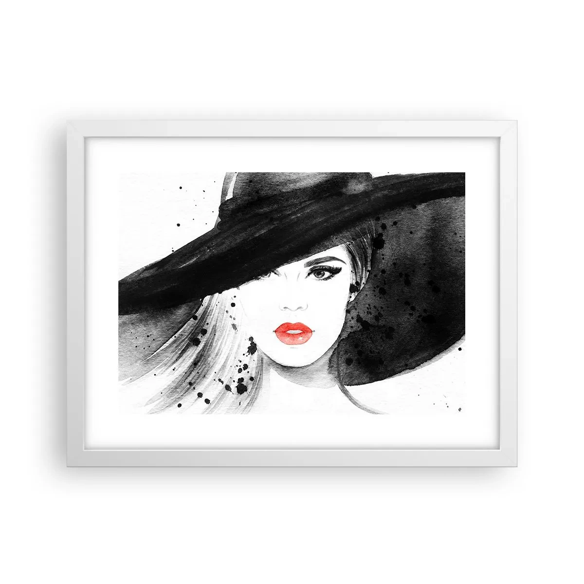 Plakat w białej ramie - Dama w czerni - 40x30 cm