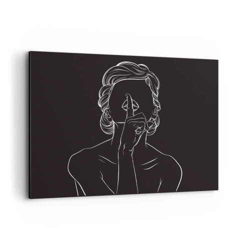 Obraz na płótnie - Minimalistyczna sylwetka kobiety na czarnym tle - 100x70cm - Piękno rozkwita w ciszy - Nowoczesna dekoracja ścienna do salonu, kuchni i sypialni ARTTOR
