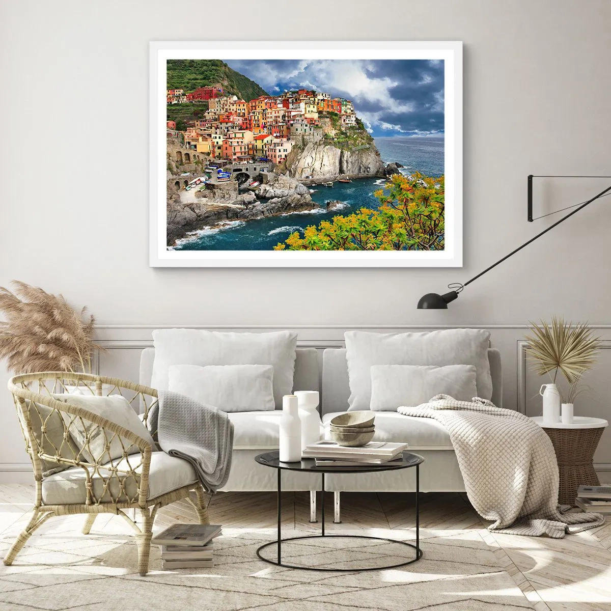 Plakat w białej ramie - Gromadka przytulona do skał - 100x70 cm