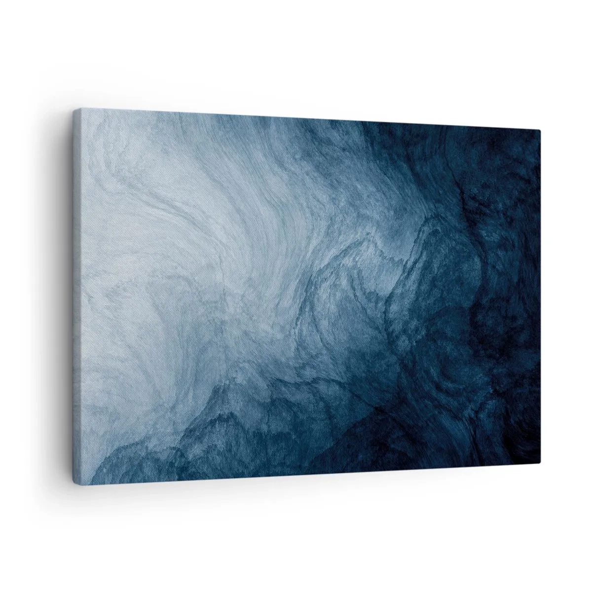 Obraz na płótnie - Abstrakcyjna kompozycja w odcieniach błękitu i granatu - 70x50cm - W głąb sięgnąć - Nowoczesna dekoracja ścienna do salonu i sypialni ARTTOR