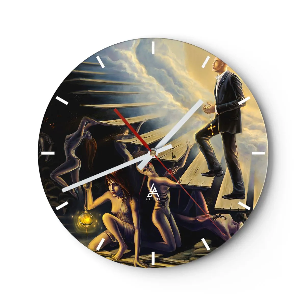 Zegar ścienny - Dantejska wędrówka ku światłu - 40x40 cm