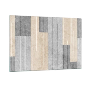 Obraz na szkle - Geometryczne pasy w odcieniach szarości i beżu - 120x80cm - Kompozycja: trzymać pion - Nowoczesna dekoracja ścienna do salonu, kuchni i sypialni ARTTOR