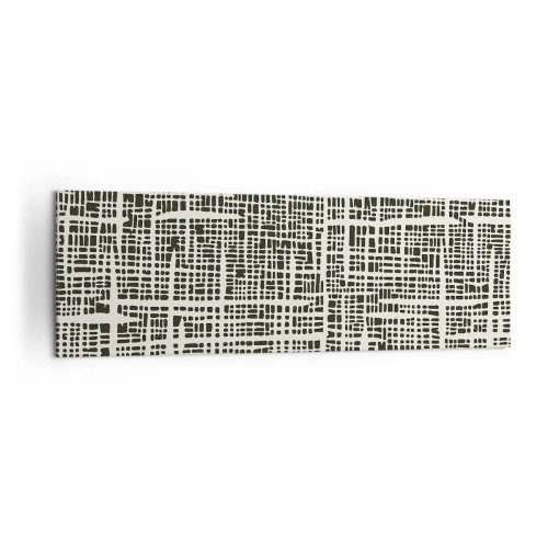 Obraz na płótnie - Geometryczny wzór przypominający siatkę na jasnym tle - 160x50cm - Kompozycja utkana - Nowoczesna dekoracja ścienna do salonu i sypialni ARTTOR