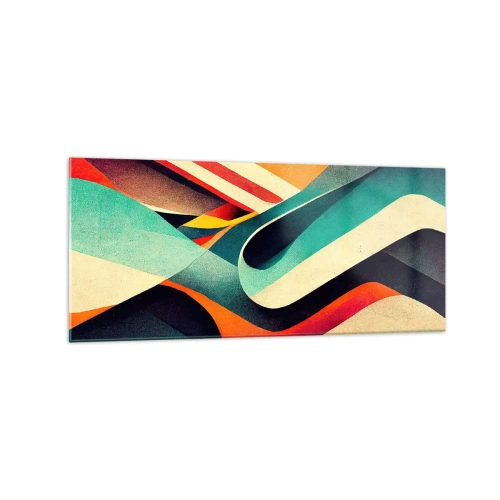 Obraz na szkle - Kolorowe fale abstrakcyjne w dynamicznej kompozycji - 120x50cm - Kompozycja intensywna - Nowoczesna dekoracja ścienna do salonu i sypialni ARTTOR