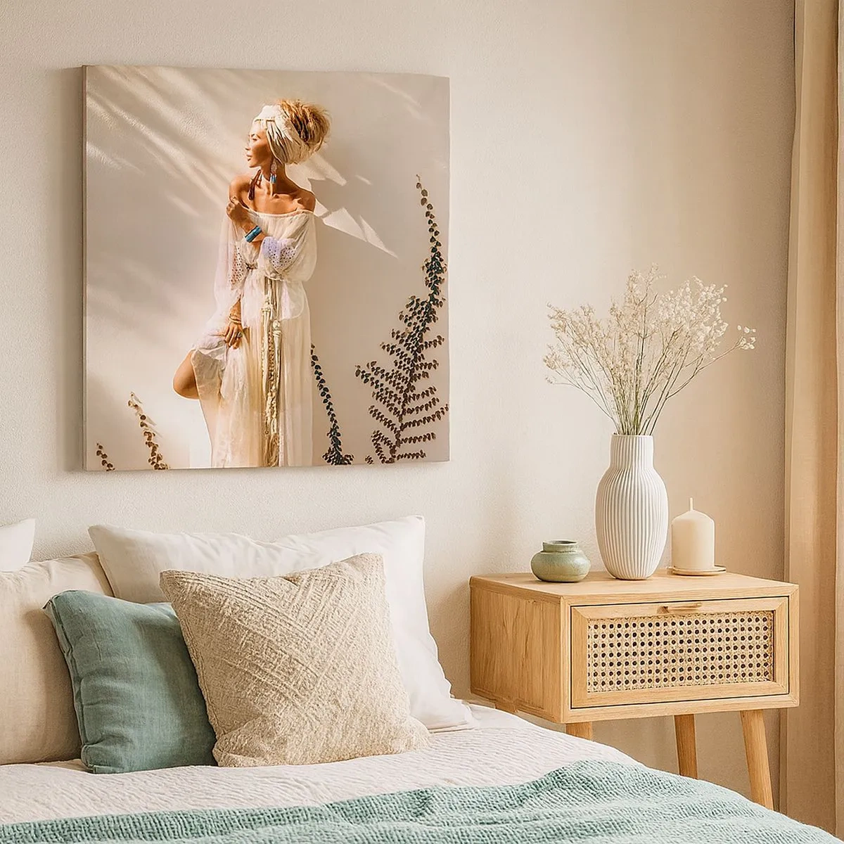 Obraz na płótnie - Słońce i dziewczyna - 30x30 cm