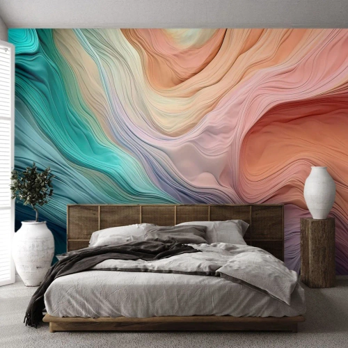 Fototapeta Premium Sand - Tęczowa fala - Pastele, Abstrakcja, Tekstura - 500x350 cm