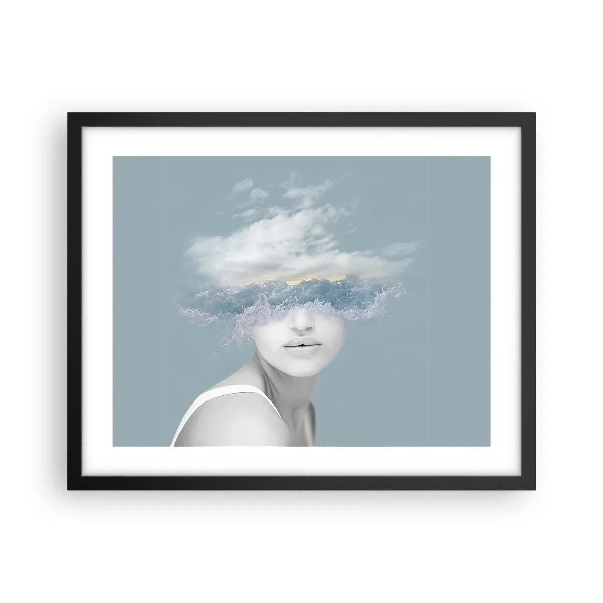 Plakat w czarnej ramie - Z głową w chmurach - 50x40 cm