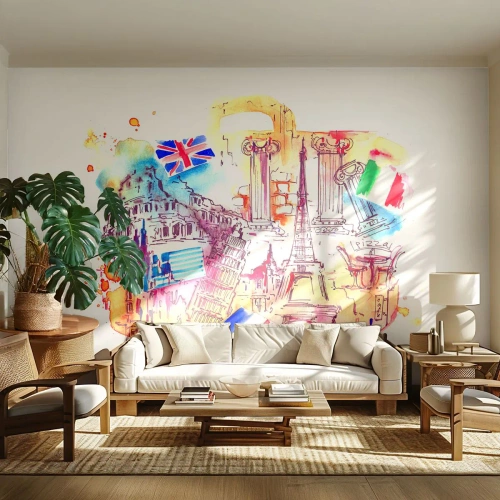 Fototapeta Premium Canvas - Europejskie tourne - Abstrakcja, Podróże, Walizka - 300x210 cm