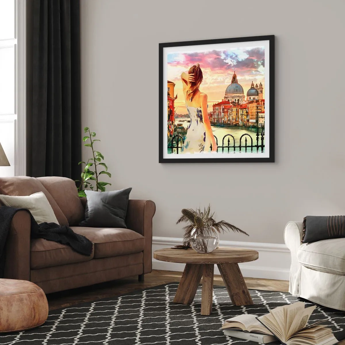 Plakat w czarnej ramie - Jak przygoda to tylko w … - 50x50 cm