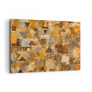 Obraz na płótnie - Abstrakcyjne geometryczne wzory w odcieniach złota - 120x80cm - Świat ujęty w formę - Nowoczesna dekoracja ścienna do salonu, kuchni i sypialni ARTTOR