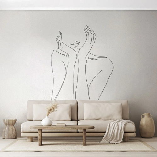 Fototapeta Premium Sand - Minimalistyczny rysunek kobiecych dłoni w czerni i bieli - 100x70cm - O czym marzą dziewczyny - Nowoczesna dekoracja ścienna do salonu, kuchni i sypialni ARTTOR