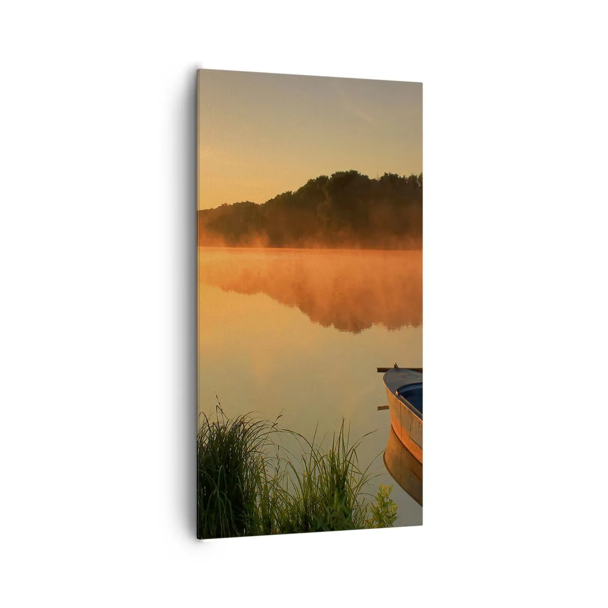 Obraz na płótnie - Wschód słońca nad wodą jak tafla lustra - 65x120 cm