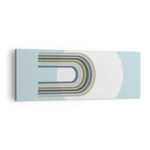 Obraz na płótnie - Minimalistyczna kompozycja z okręgiem i liniami na pastelowym tle - 140x50cm - Nieodparte przyciąganie - Nowoczesna dekoracja ścienna do salonu i sypialni ARTTOR