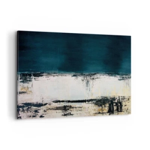 Obraz na płótnie - Abstrakcyjna horyzontalna kompozycja w tonacjach granatu i bieli - 100x70cm - Kompozycja horyzontalna - Nowoczesna dekoracja ścienna do salonu, kuchni i sypialni ARTTOR