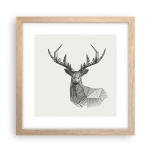 Plakat w ramie jasny dąb - Jeleń w kubistycznym stylu - 30x30 cm