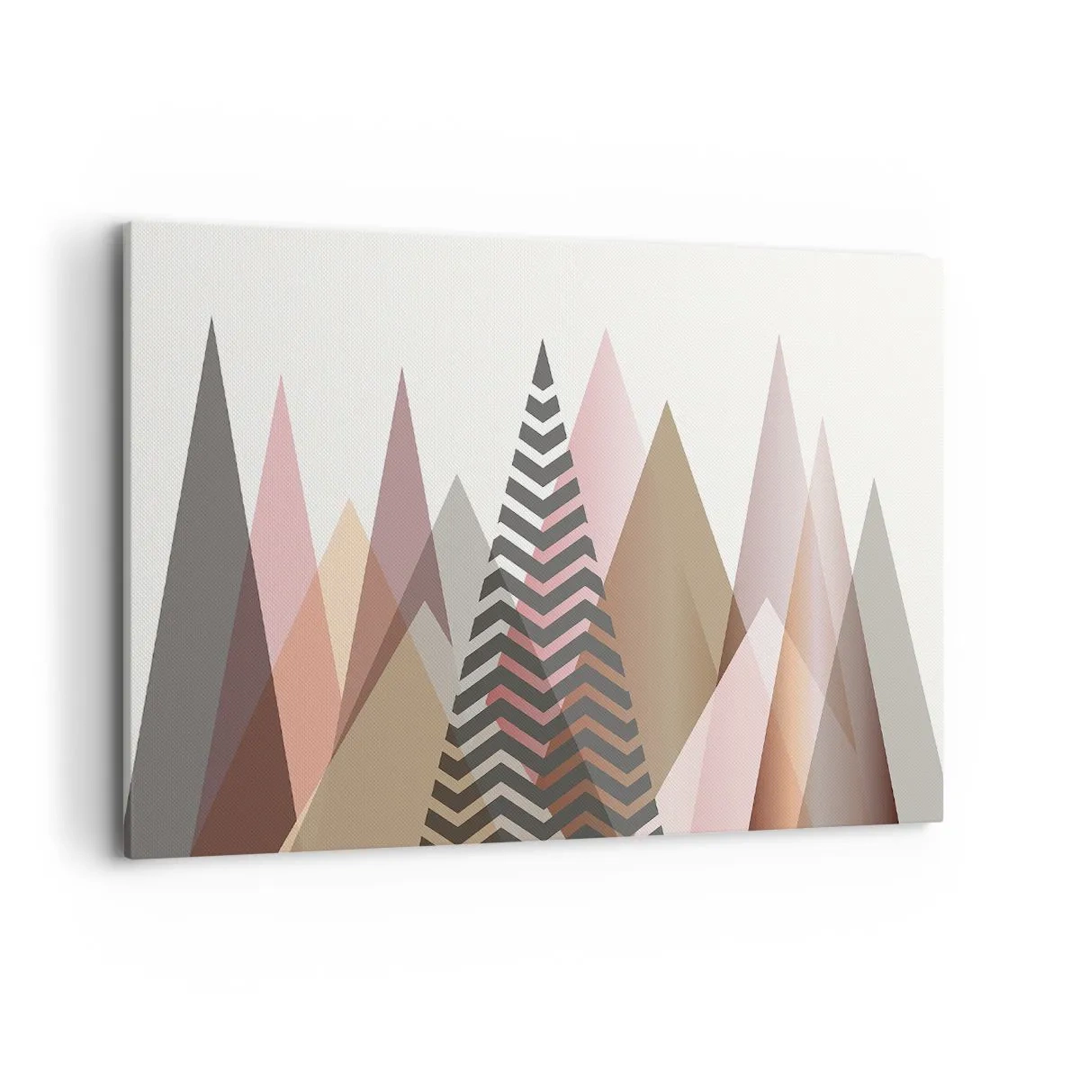 Obraz na płótnie - Kolorowe geometryczne góry w pastelowych odcieniach - 120x80cm - Piramidalny widok - Nowoczesna dekoracja ścienna do salonu, kuchni i sypialni ARTTOR