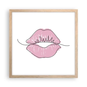 Plakat w ramie jasny dąb - Gotowy do pocałunku? - 40x40 cm