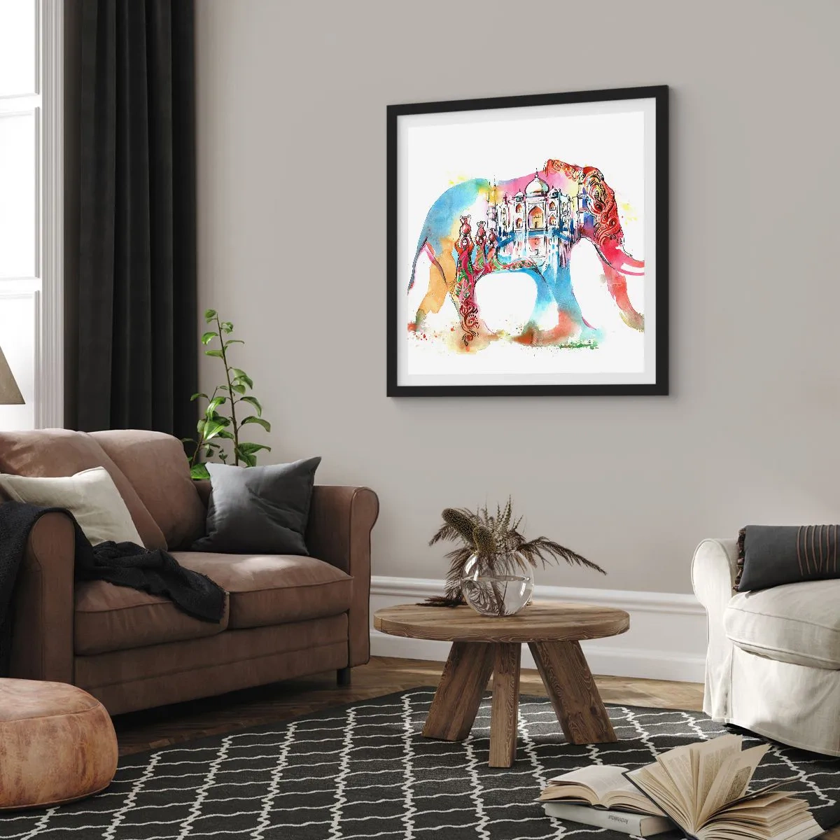 Plakat w czarnej ramie - Indie - aura miłości - 60x60 cm