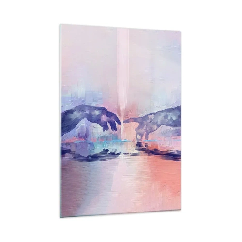 Obraz na szkle - Abstrakcyjne dłonie zbliżające się do siebie na tle pastelowym - 50x70cm - Boska iskra życia - Nowoczesna dekoracja ścienna do salonu, kuchni i sypialni ARTTOR