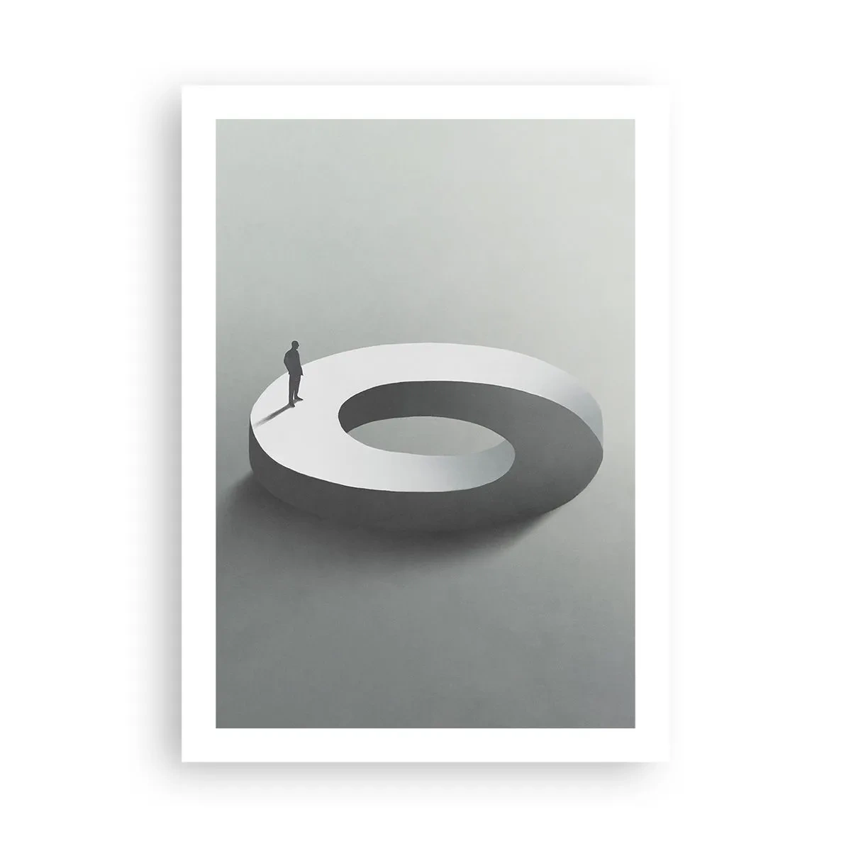 Plakat - Minimalistyczna postać na geometrycznej strukturze - 50x70cm - I bądź tu mądry - Nowoczesna dekoracja ścienna do salonu, kuchni i sypialni ARTTOR