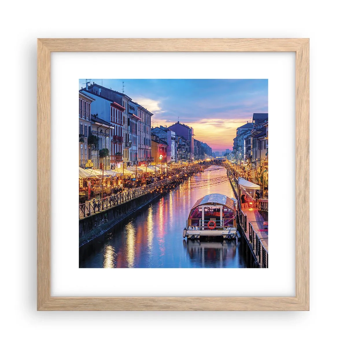 Plakat w ramie jasny dąb - Wieczór światła i zabawy - 30x30 cm