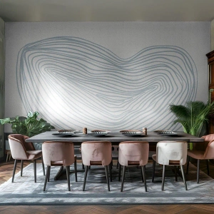 Fototapeta Premium Sand - Organiczny niebieski kształt na jasnym tle - 100x70cm - Uśmiech kropli - Nowoczesna dekoracja ścienna do salonu, kuchni i sypialni ARTTOR