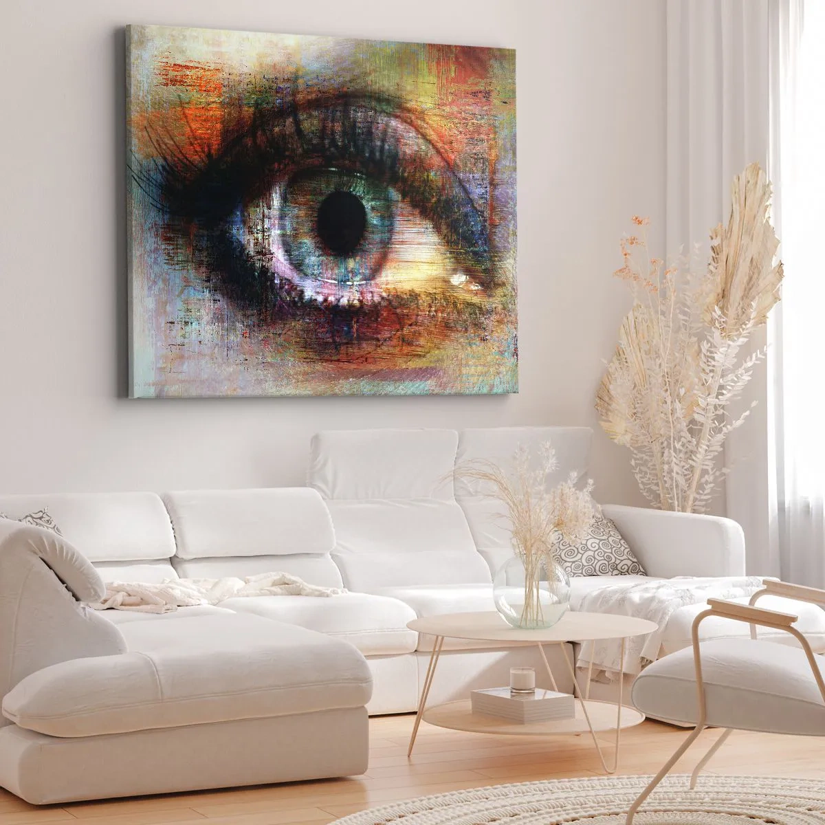 Obraz na płótnie - Artystyczne oko w wielobarwnej abstrakcji - 100x70cm - Można zajrzec w duszę - Nowoczesna dekoracja ścienna do salonu, kuchni i sypialni ARTTOR