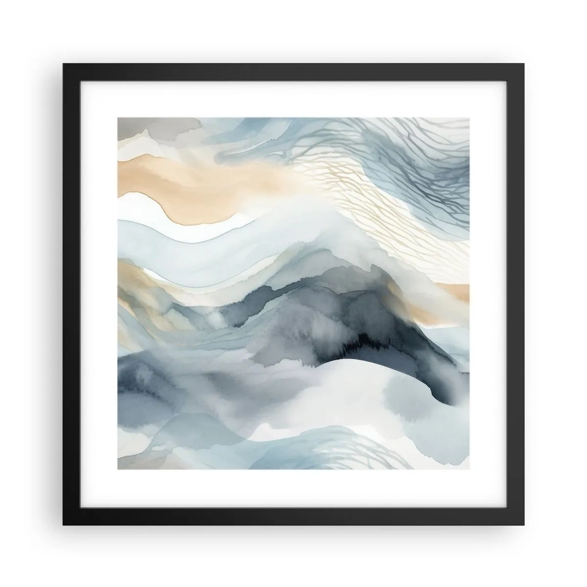 Plakat w czarnej ramie - Abstrakcja śnieżna i mglista - 40x40 cm