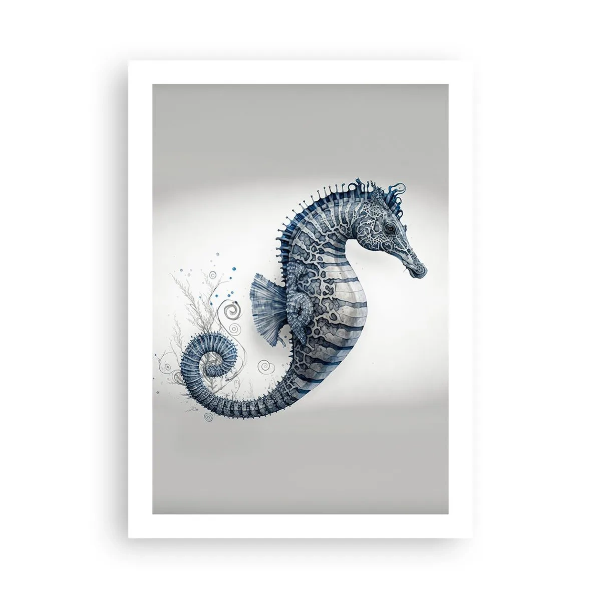 Plakat - Detaliczna ilustracja konika morskiego na jasnym tle - 50x70cm - Subtelny żart natury - Nowoczesna dekoracja ścienna do salonu, kuchni i sypialni ARTTOR