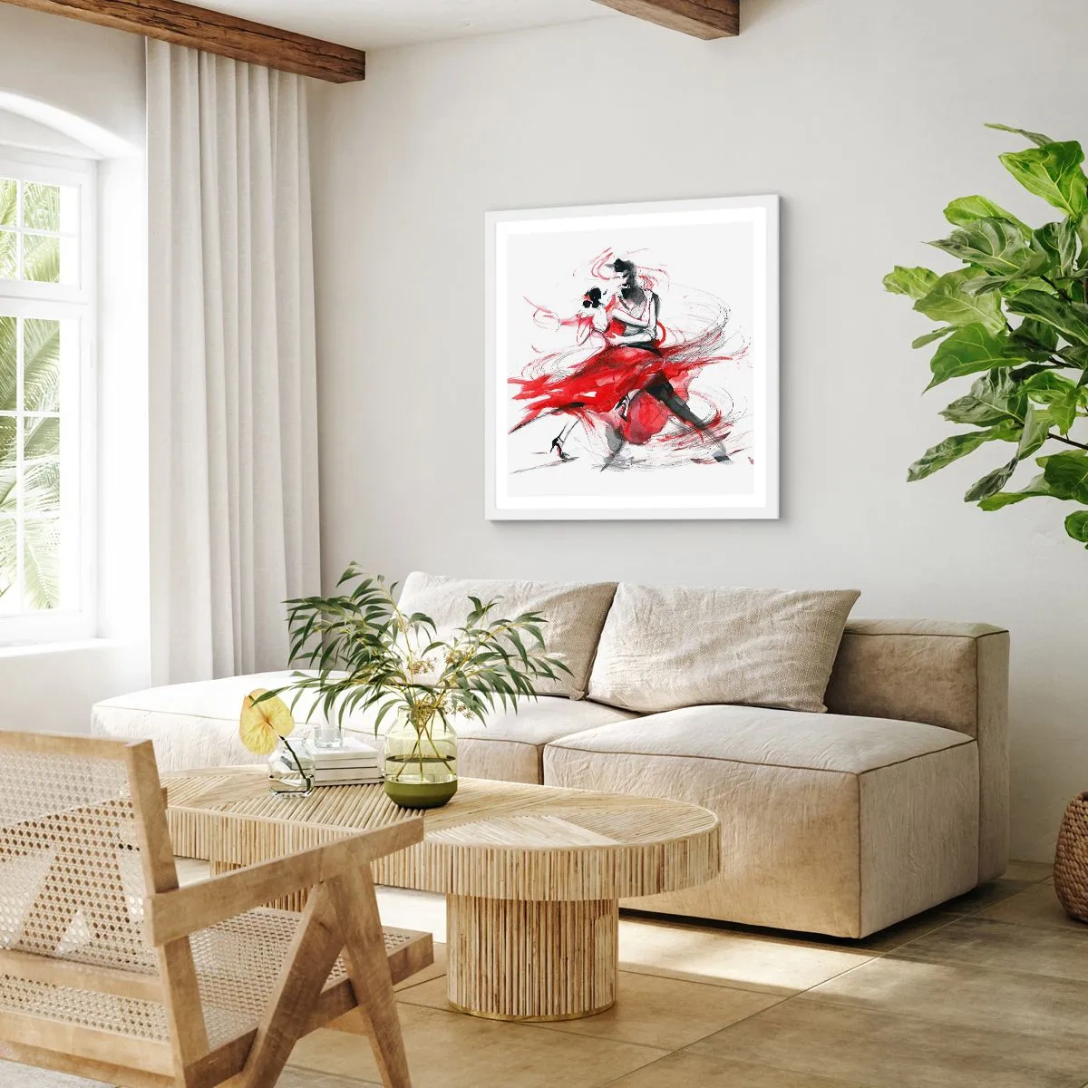 Plakat w białej ramie - Tango - rytm namiętności - 40x40 cm