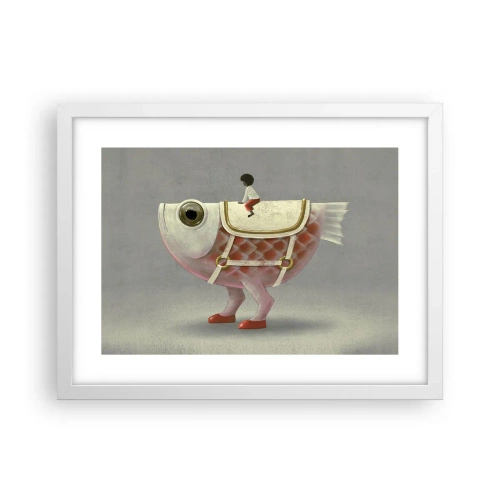 Plakat w białej ramie - Ryboński jeździec - 40x30 cm