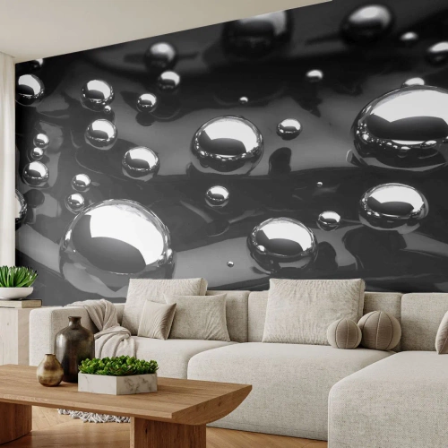 Fototapeta Premium Canvas - Z czarnej toni - Abstrakcja, Chromowane Kule, 3D - 250x175 cm